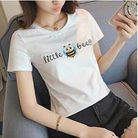 womens going out simple summer t shirt animal print letter crew neck s ...