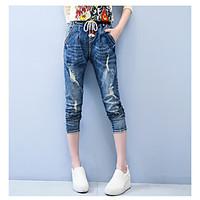 womens high rise micro elastic jeans pants simple straight skinny soli ...