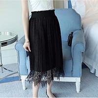 Women\'s Casual/Daily Midi Skirts A Line Solid Summer