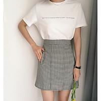 womens going out mini skirts a line color block check summer