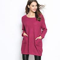 womens casualdaily long pullover solid round neck long sleeve others s ...