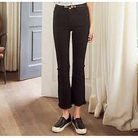 womens high rise micro elastic jeans pants simple bootcut solid