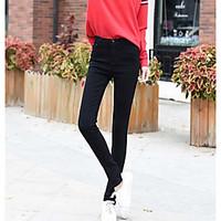 womens high rise micro elastic jeans pants simple skinny solid