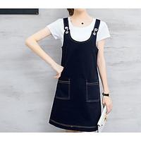 womens casualdaily simple summer shirt skirt suits solid u neck short  ...