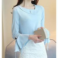 womens casualdaily simple blouse solid asymmetrical long sleeve cotton ...