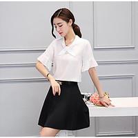 womens other soak off summer blouse skirt suits solid stand short slee ...