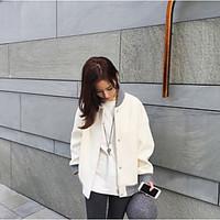 womens daily simple spring fall jacket solid round neck long sleeve re ...