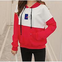 womens casualdaily sports simple hoodie color block round neck micro e ...