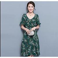 womens going out simple sheath dress floral v neck midi short sleeve c ...