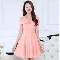 womens going out sheath trumpetmermaid dress solid round neck above kn ...
