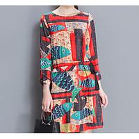 womens casualdaily loose dress floral round neck above knee short slee ...