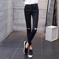 womens mid rise micro elastic chinos pants sexy skinny solid