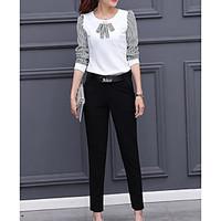 womens casualdaily sophisticated summer shirt pant suits solid round n ...