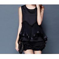 womens casual simple summer blouse striped round neck sleeveless polye ...