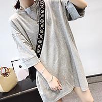 womens daily vintage summer t shirt solid round neck short sleeve cott ...