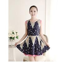 womens casualdaily simple skater dress print round neck above knee sle ...