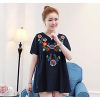 womens casualdaily simple spring summer shirt embroidered v neck short ...