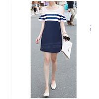 womens going out casualdaily loose dress striped round neck above knee ...