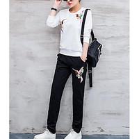 womens casualdaily simple active spring t shirt pant suits solid anima ...