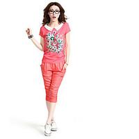 womens casualdaily simple summer t shirt pant suits solid stand short  ...