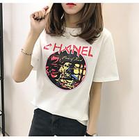 womens casualdaily simple t shirt print letter round neck short sleeve ...