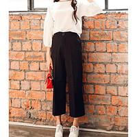 womens high rise inelastic chinos pants simple wide leg solid