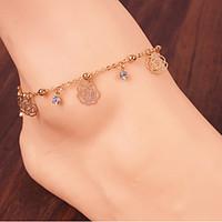 Women Fashion Body Jewelry Alloy Vintage Hollow Flower Rose Multi Chain Anklets