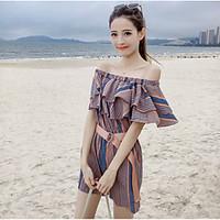 womens high rise going out casualdaily rompers ruffled irregular style ...