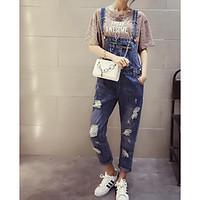 womens mid rise micro elastic jeans overalls pants simple slim solid