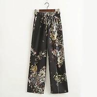 womens mid rise micro elastic chinos pants loose print