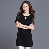 womens daily casual simple summer t shirt solid round neck short sleev ...