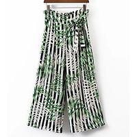 womens mid rise micro elastic wide leg pants street chic relaxed strip ...