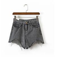 womens high waist inelastic shorts pants simple relaxed solid