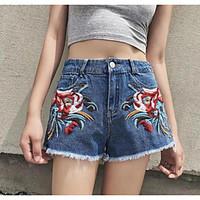 womens high waist micro elastic jeans shorts pants simple straight pri ...