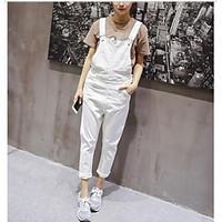 womens high waist micro elastic overalls pants simple relaxed pure col ...