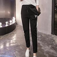 womens mid rise strenchy skinny pants simple slim solid striped