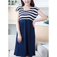 womens casualdaily simple a line dress solid round neck midi sleeveles ...