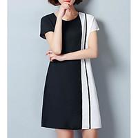 womens going out simple sheath dress color block round neck above knee ...