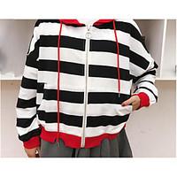 womens casualdaily street chic fall jacket solid striped hooded long s ...