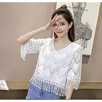 womens casual simple summer t shirt solid v neck length sleeve cotton  ...