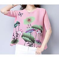 womens casual simple summer t shirt solid print round neck short sleev ...