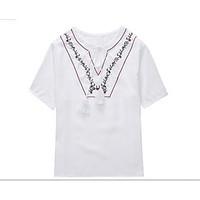 womens daily casual vintage chinoiserie t shirt embroidered v neck sho ...