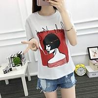 womens daily simple summer t shirt solid round neck short sleeve broca ...