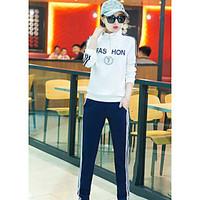 Women\'s Casual/Daily Sports Simple Active Spring Hoodie Pant Suits, Letter Stand Long Sleeve