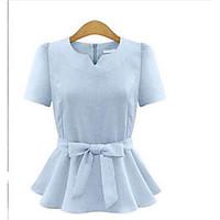 womens going out casualdaily simple summer shirt solid v neck short sl ...