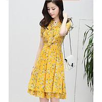 womens daily sheath dress print asymmetrical knee length short sleeve  ...