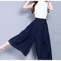 womens high rise micro elastic culotte pants active slim pure color so ...