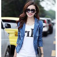 womens lawn street chic spring denim jacketsolid shirt collar long sle ...