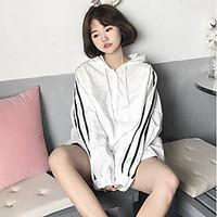 womens sports street chic spring trench coat striped hooded long sleev ...