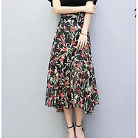 Women\'s Casual/Daily Midi Skirts A Line Print Summer